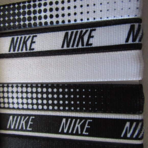 NIKE Women's Hairbands 6 Pack printed Logo Sports Headband -Black/White Swoosh - Picture 2 of 3